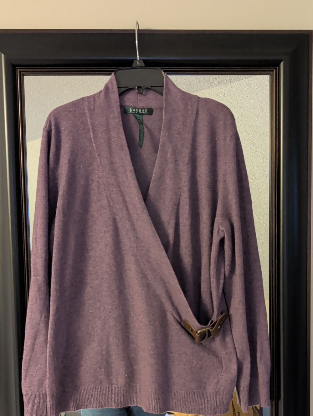 Lauren Ralph Lauren Plum Faux Wrap-Style Women’s Sweater With Equestrian Detail